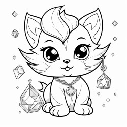 crystal kitten with crystals all around her