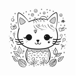 cat profile for kids with cute playful  and whimsical illustrations simple lines for kids a4 format