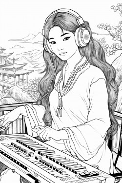 korean american 30 year old girl mixing audio for a concert