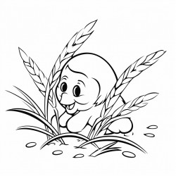 an grainfild with blowing weed between the ears of grain