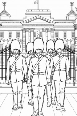 united kingdom kings guards in changing ceremony