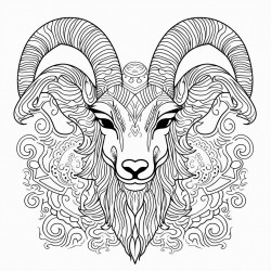 ibex with mandala patterns thick black outlie detailed