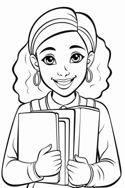 beautiful african american female high school student smiling and holding her books