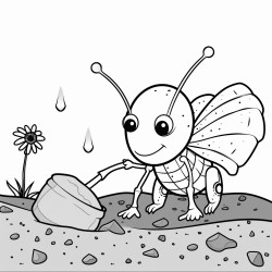 an antlion digging a pit to trap asteroids adorable characters