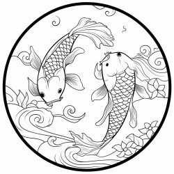 2 koi fish swimming in circle