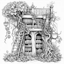 library with vines and moss