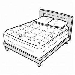 a bed with a mattress on the floor beside it