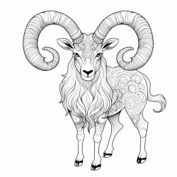 ibex with mandala patterns thick black outlie detailed