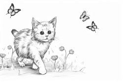 a playful cat chasing butterflies 0