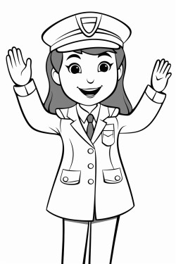 flight attendant in short sleeve shirt waving