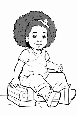 beautiful chubby young african american baby girl sitting in upright position smiling while playing with letter blocks