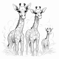 family cubs of giraffe