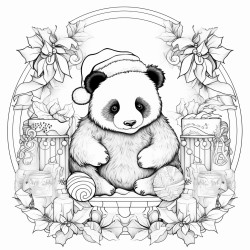 christmas panda in a christmas setting