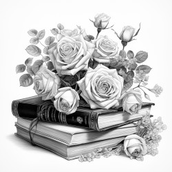 books and roses