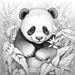 adorable baby panda cuddling adult panda