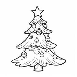 a decorated christmas tree with ornaments tinsel and a star on top
