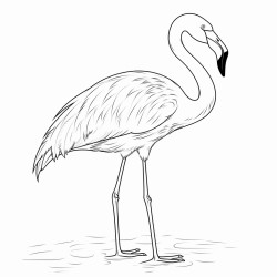 a full body coloring page of a flamingo