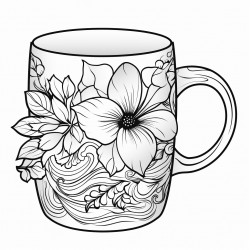 coffee mug upscaled  thick black outline