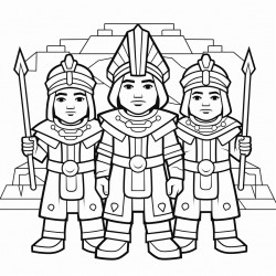 tres sabios del imperio inca con expresin de estar pensando una idea 