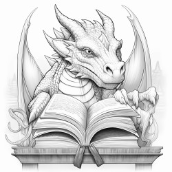 dragon reading a book