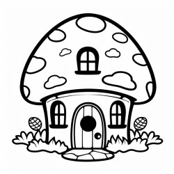 small cute cartoon whimsical house shaped like a mushroom