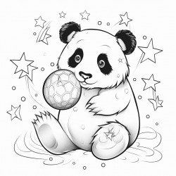panda playing with a starry ball