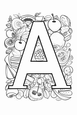 letter a with things starts with a as backgroung