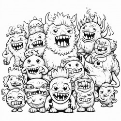 crochet themed cartoon monsters