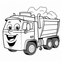 happy garbage truck and bins