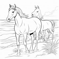 horses on the beach