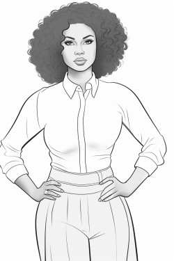 a strong confident black woman standing with her hands on her hips looking forward with determination