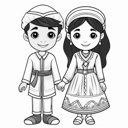 indonesian boy and girl wearing traditional clothes