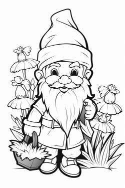 gnome woman berries grass leaves