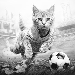 cat playing soccer