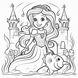 a mermaid in an underwater castle