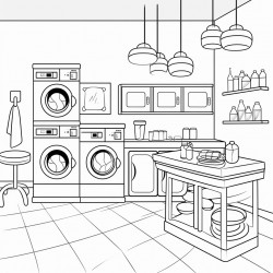 kids laundromat coloring page