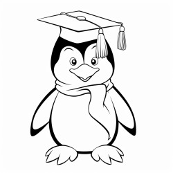 a penguin with a graduation cap