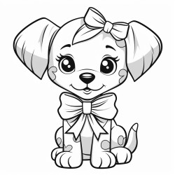 cute puppy with a ribbon