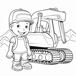 toddler in happy excavator