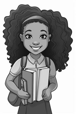 beautiful african american female high school student smiling and holding her books