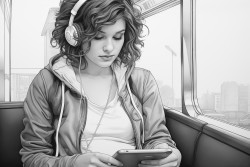 une adolescente en train de se maquiller dans sa chambre avec son tlphone