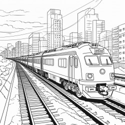 long freight train in the city