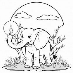 elephant in the forest with light bulbs