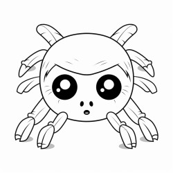 cute spider with kawaii eyes  white background