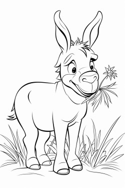donkey eating grass