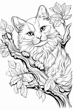 una gata subida en un rbol