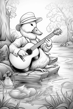 duck playing acoustic guitar