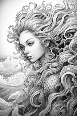 women stone mermaid