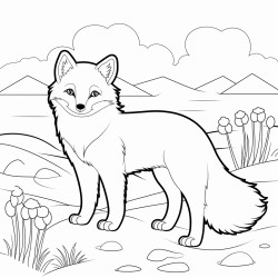 an arctic fox standing alert on a snowy landscape the background features snowdrifts