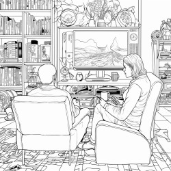 two people watching tv